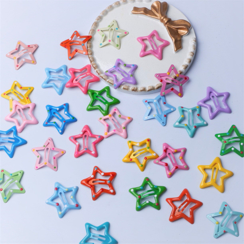 Koreai aranyos cukorka színű Pentagram Bobby Pin női édes lány, szép öltöny, csíptetős Esztétika Alkalmi divatos hajkiegészítők