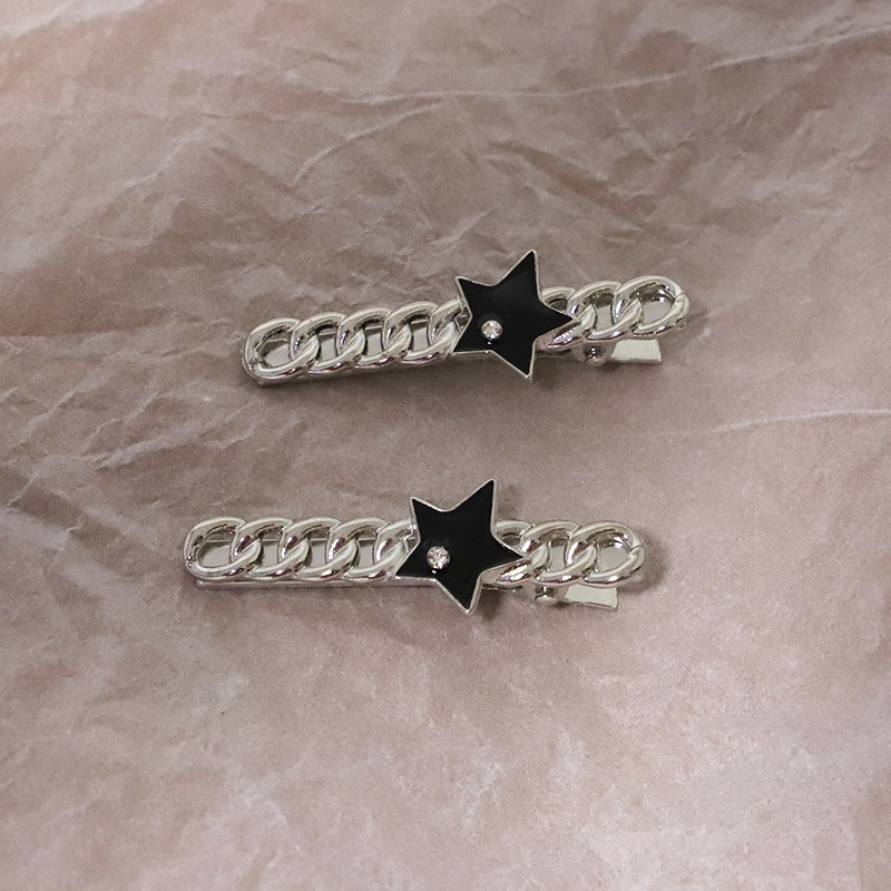 Koreai divat Heart Star fém láncos hajtű nőknek Sweet Cool Charm Esztétikus Trend Hajcsat Harajuku Y2k Hajkiegészítők
