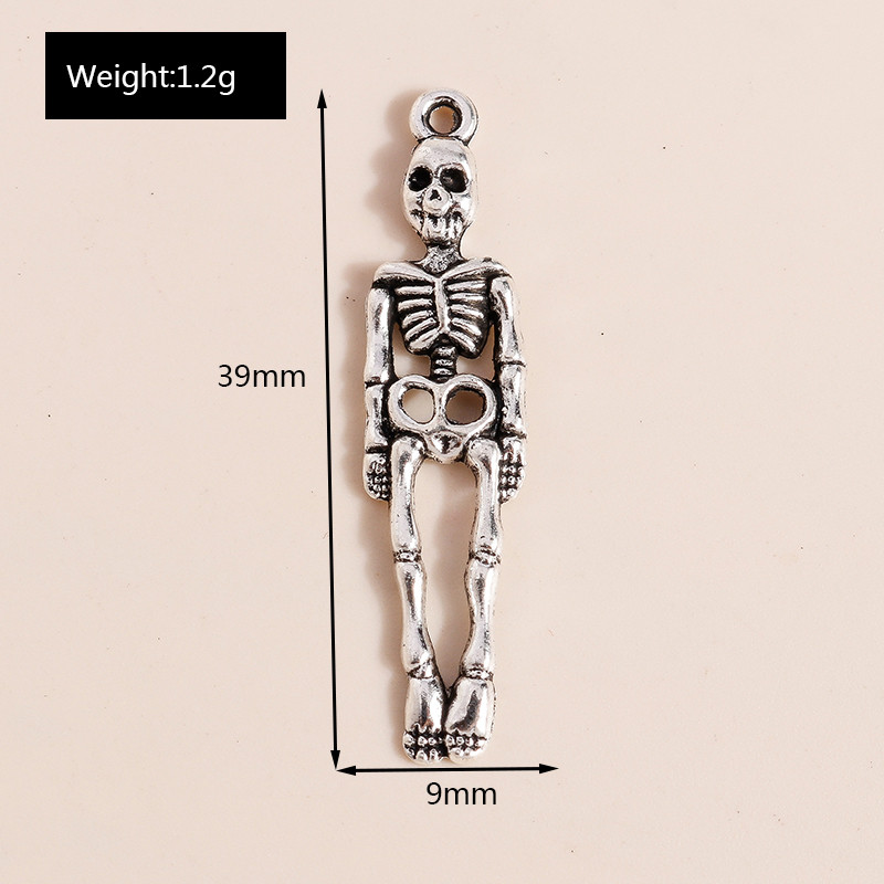 20vnt 9*39mm Helovino skeleto pakabukai kaklo papuošalams auskarams gaminti aksesuarai kaukolės pakabukai, skirti pasidaryk pats papuošalams gaminti