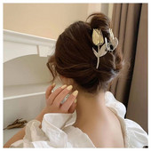 Νέο χρυσό ασημί κλιπ μεταλλικό νύχι τουλίπας για γυναίκες Γλυκό δροσερό δημιουργικό κλιπ καρχαρίας γούρι Κορεατική αισθητική Δώρο αξεσουάρ μαλλιών