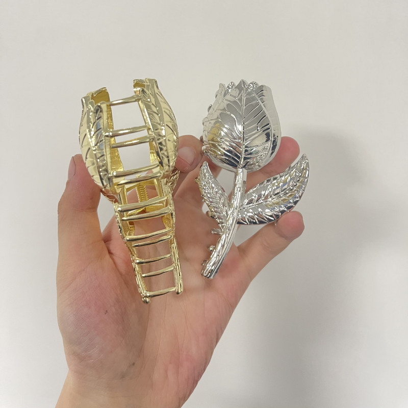 Νέο χρυσό ασημί κλιπ μεταλλικό νύχι τουλίπας για γυναίκες Γλυκό δροσερό δημιουργικό κλιπ καρχαρίας γούρι Κορεατική αισθητική Δώρο αξεσουάρ μαλλιών