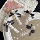 Φουρκέτα με φιόγκο γεωμετρική μαργαριτάρι για γυναίκες Κομψή ρομαντική απαλή γοητεία Γλυκό κλιπ μαλλιών Vintage αισθητικής μόδας αξεσουάρ μαλλιών