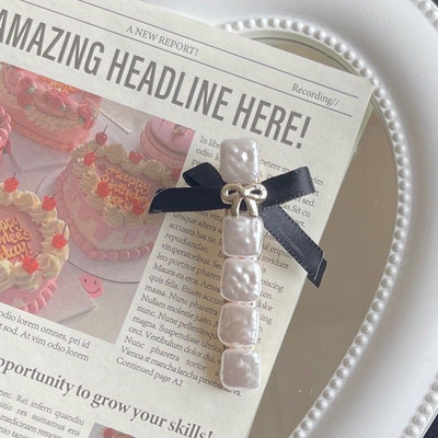 Φουρκέτα με φιόγκο γεωμετρική μαργαριτάρι για γυναίκες Κομψή ρομαντική απαλή γοητεία Γλυκό κλιπ μαλλιών Vintage αισθητικής μόδας αξεσουάρ μαλλιών