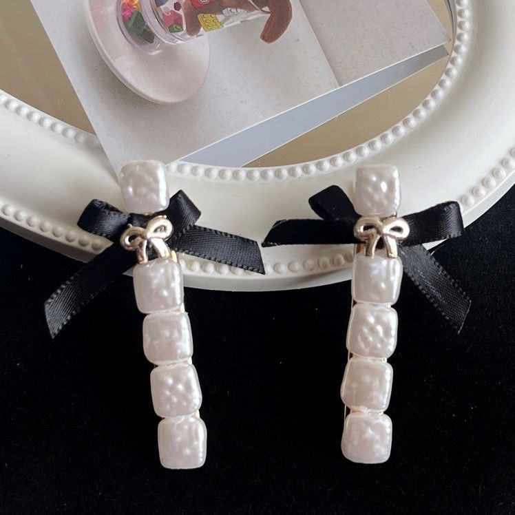 Φουρκέτα με φιόγκο γεωμετρική μαργαριτάρι για γυναίκες Κομψή ρομαντική απαλή γοητεία Γλυκό κλιπ μαλλιών Vintage αισθητικής μόδας αξεσουάρ μαλλιών