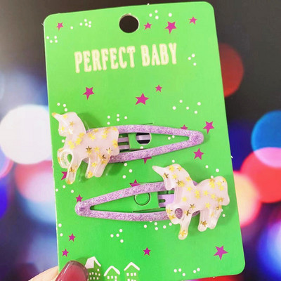 Alkalmi kreatív egyszarvú csillagok flitterek Bobby pin nőknek Aranyos, édes Esztétikai Clipek Koreai divatos hajkiegészítők Ajándékok