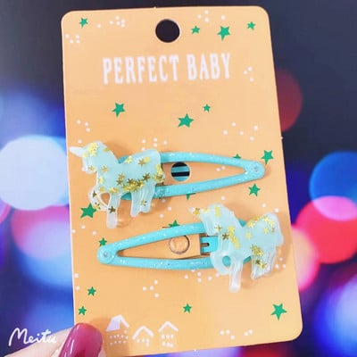 Alkalmi kreatív egyszarvú csillagok flitterek Bobby pin nőknek Aranyos, édes Esztétikai Clipek Koreai divatos hajkiegészítők Ajándékok