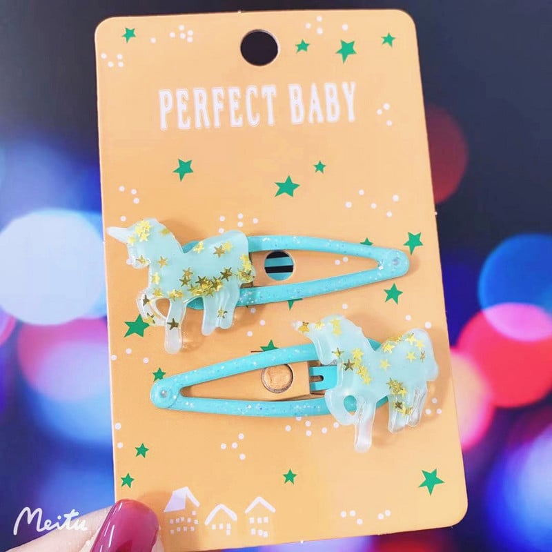 Alkalmi kreatív egyszarvú csillagok flitterek Bobby pin nőknek Aranyos, édes Esztétikai Clipek Koreai divatos hajkiegészítők Ajándékok