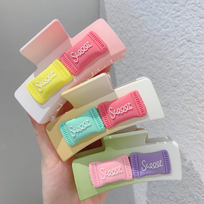 Korean Candy Gradient Color matu nagi sievietēm Sweet Cute Girly Estētiska Shark Clip Charm Ikdienas modes matu aksesuāri Jaunums