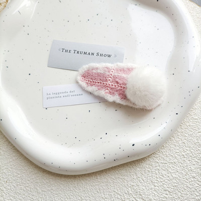 Γλυκιά χαριτωμένη βελούδινη μπάλα Bobby pin για γυναίκες Girly αισθητική Lovely Charms Trend Snap Clips Χειμερινά casual μόδα αξεσουάρ μαλλιών