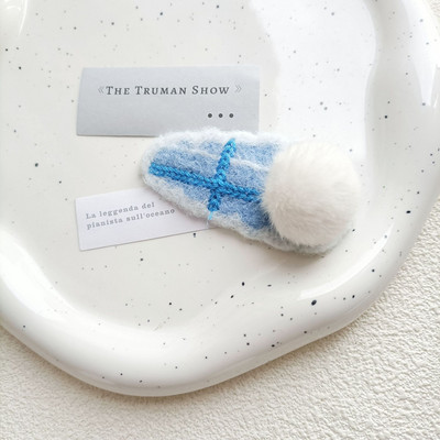 Γλυκιά χαριτωμένη βελούδινη μπάλα Bobby pin για γυναίκες Girly αισθητική Lovely Charms Trend Snap Clips Χειμερινά casual μόδα αξεσουάρ μαλλιών