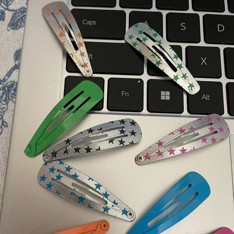 Harajuku Vintage Colorful Star Pentagram Bobby Pin Sweet Cool Y2k Esztétikus Hajcsat Női Koreai divatos hajkiegészítők