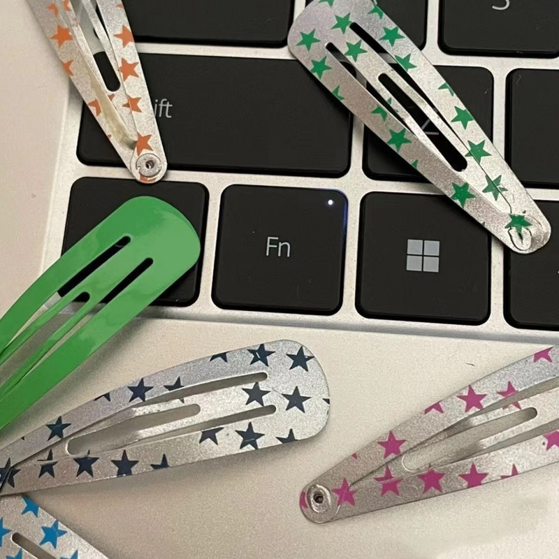 Harajuku Vintage Colorful Star Pentagram Bobby Pin Sweet Cool Y2k Esztétikus Hajcsat Női Koreai divatos hajkiegészítők