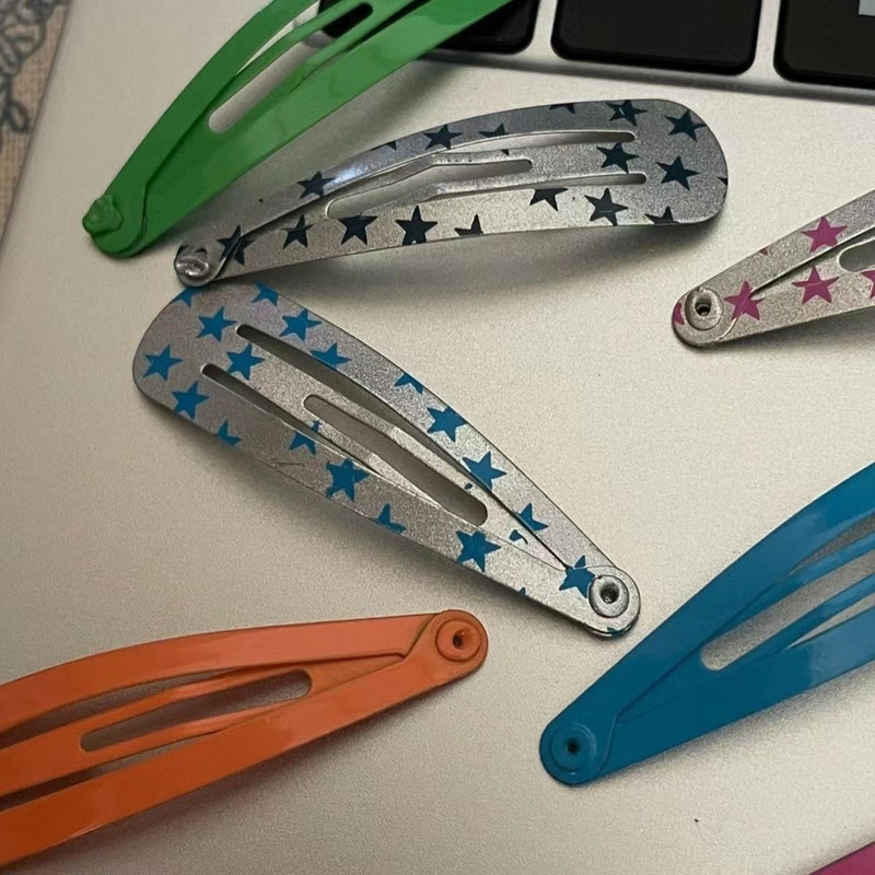 Harajuku Vintage Colorful Star Pentagram Bobby Pin Sweet Cool Y2k Esztétikus Hajcsat Női Koreai divatos hajkiegészítők
