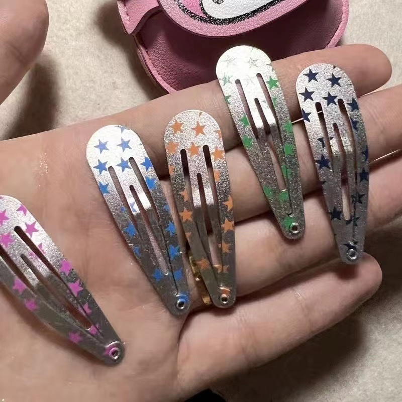 Harajuku Vintage Colorful Star Pentagram Bobby Pin Sweet Cool Y2k Esztétikus Hajcsat Női Koreai divatos hajkiegészítők