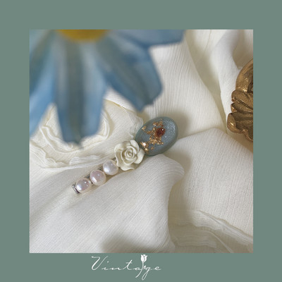 French Cream Rose Pearl Crystal Stone Hajtű nőknek Temperament Charm Elegáns Hajcsat Vintage Exquisite Hajkiegészítők