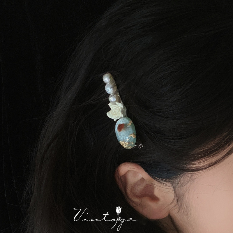 French Cream Rose Pearl Crystal Stone Hajtű nőknek Temperament Charm Elegáns Hajcsat Vintage Exquisite Hajkiegészítők