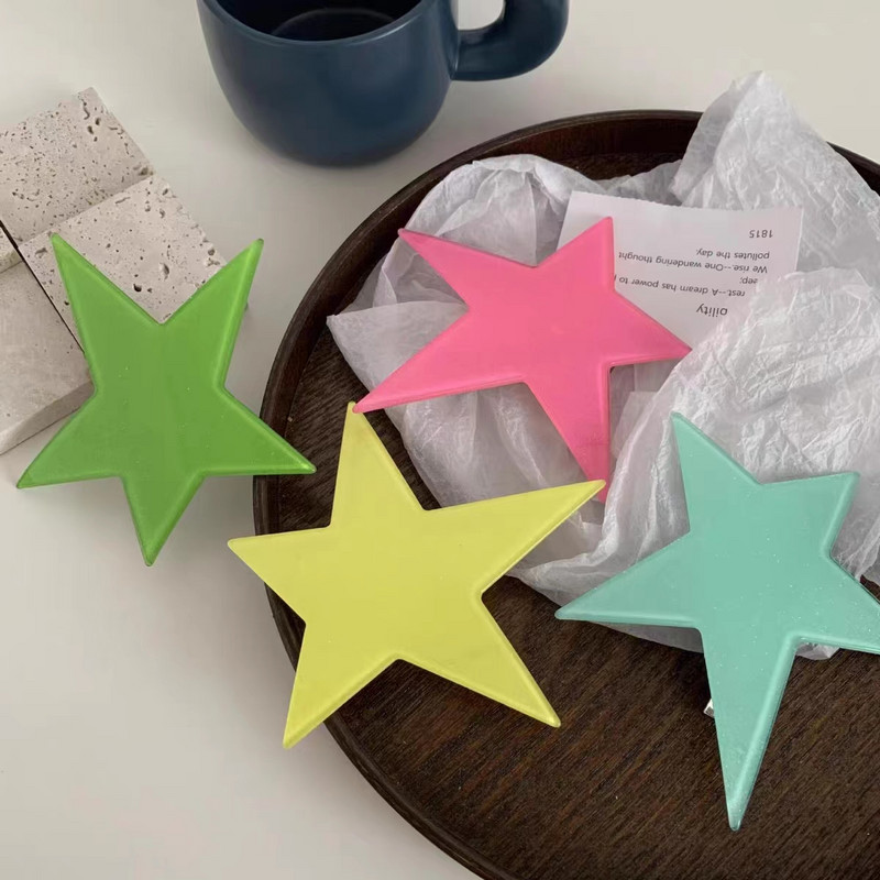 Többszínű szabálytalan Pentagram csillag akril hajtű nőknek Sweet Cool Girly Charm hajcsat Esztétika Y2K hajkiegészítők