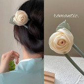 Jemná priadza, kvetinová vlasová tyčinka pre ženy, temperament, elegantný šarm, sladká vlásenka, vintage estetika, módne vlasové doplnky, darček