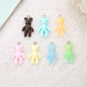 20 db 15*24 mm-es Mini Violent Bear Bűbájok Csillogó lapos hátú gyanta kézműves ékszer leletek nyaklánc medál kulcstartó barkácskészítéshez