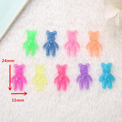 20 db 15*24 mm-es Mini Violent Bear Bűbájok Csillogó lapos hátú gyanta kézműves ékszer leletek nyaklánc medál kulcstartó barkácskészítéshez