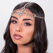 Stonefans Novel Bohemia menyasszonyi tiara kristály cirkon hajszállánc női homlok esküvői fejdísz strassz boho fejlánc