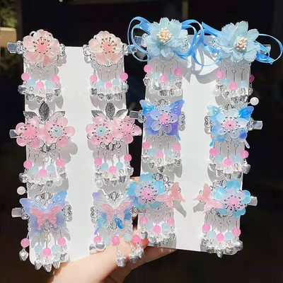 1 pereche scurtă stil mov fluture/floare pentru copii stil antic coafură costum fete super-zână accesorii de păr ac de păr