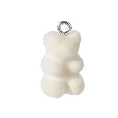 YEYULIN 10db/tétel 21*11MM Velvet Bear Charms lapos hátú gyanta medál barkács nyaklánc fülbevaló ékszerkészítéshez kiegészítők