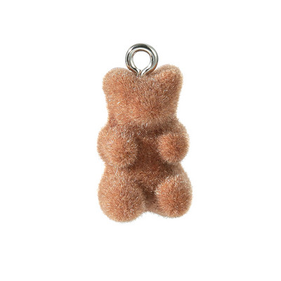 YEYULIN 10db/tétel 21*11MM Velvet Bear Charms lapos hátú gyanta medál barkács nyaklánc fülbevaló ékszerkészítéshez kiegészítők