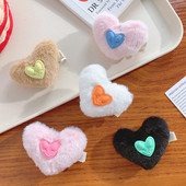 Višebojni plišani cvijet ukosnica u obliku srca ljubavi za žene Slatki šarm Estetska kopča za kosu za djevojčice Korejski modni dodaci za kosu Poklon