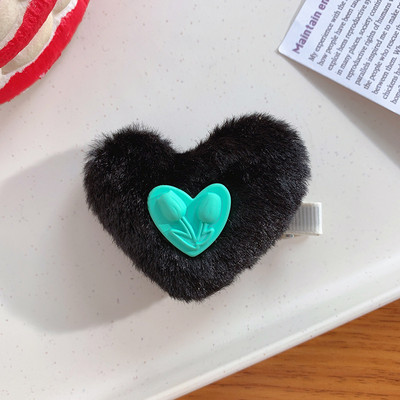 Višebojni plišani cvijet ukosnica u obliku srca ljubavi za žene Slatki šarm Estetska kopča za kosu za djevojčice Korejski modni dodaci za kosu Poklon