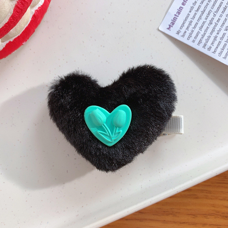 Višebojni plišani cvijet ukosnica u obliku srca ljubavi za žene Slatki šarm Estetska kopča za kosu za djevojčice Korejski modni dodaci za kosu Poklon