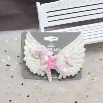 Új Candy Color Angel Wings flitterek Unikornis hajcsat nőknek Édes aranyos romantikus hajtű Esztétikus divatos hajkiegészítők