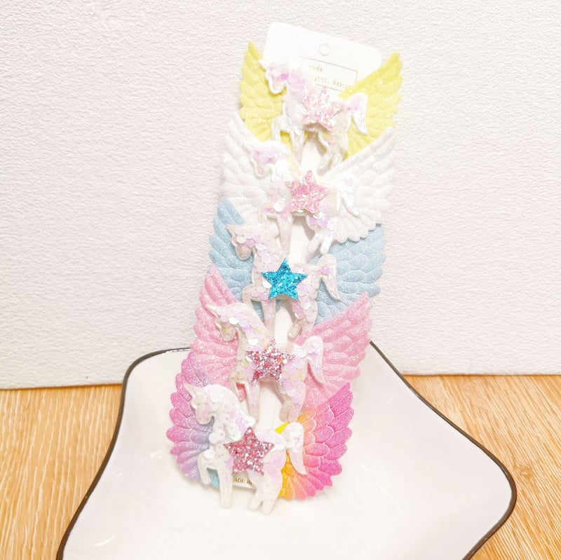 Új Candy Color Angel Wings flitterek Unikornis hajcsat nőknek Édes aranyos romantikus hajtű Esztétikus divatos hajkiegészítők
