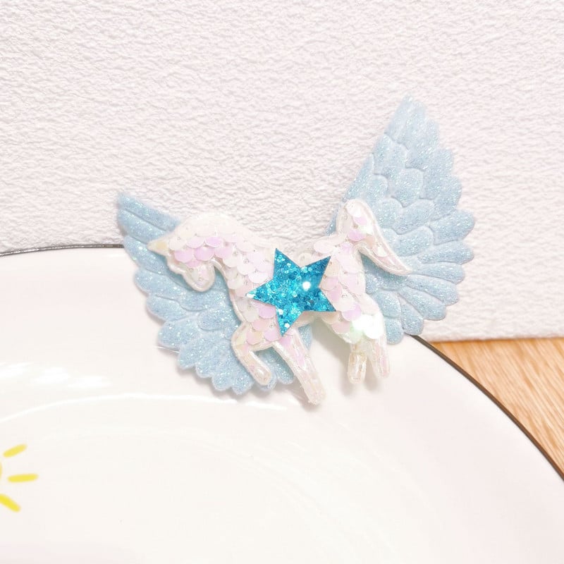 Új Candy Color Angel Wings flitterek Unikornis hajcsat nőknek Édes aranyos romantikus hajtű Esztétikus divatos hajkiegészítők