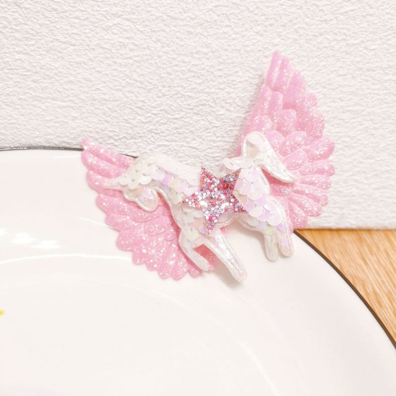 Új Candy Color Angel Wings flitterek Unikornis hajcsat nőknek Édes aranyos romantikus hajtű Esztétikus divatos hajkiegészítők