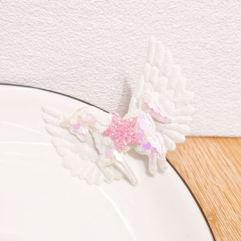 Új Candy Color Angel Wings flitterek Unikornis hajcsat nőknek Édes aranyos romantikus hajtű Esztétikus divatos hajkiegészítők