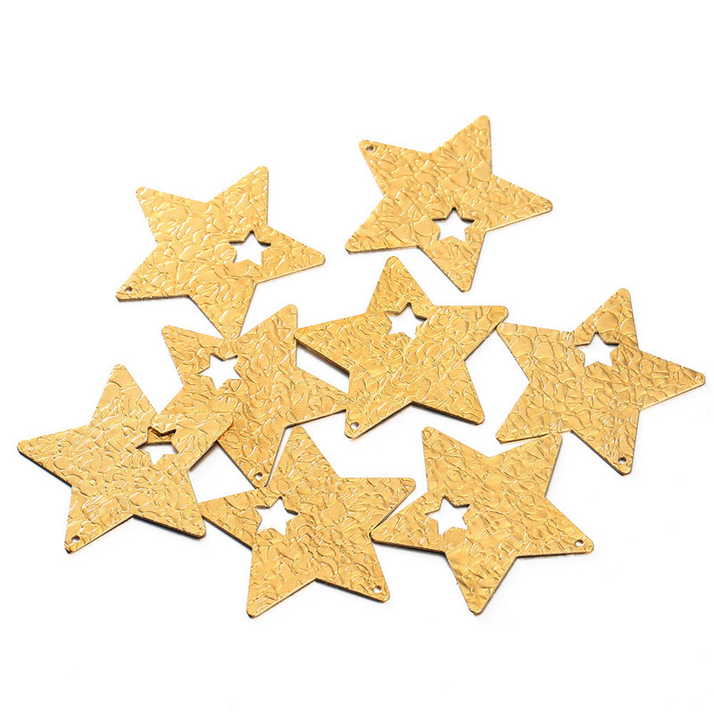 20 DB/tétel nagykereskedelmi réz sárgaréz Bling Star Charms medálok ékszerekhez barkács készítés nyaklánc csillag medál kiegészítők