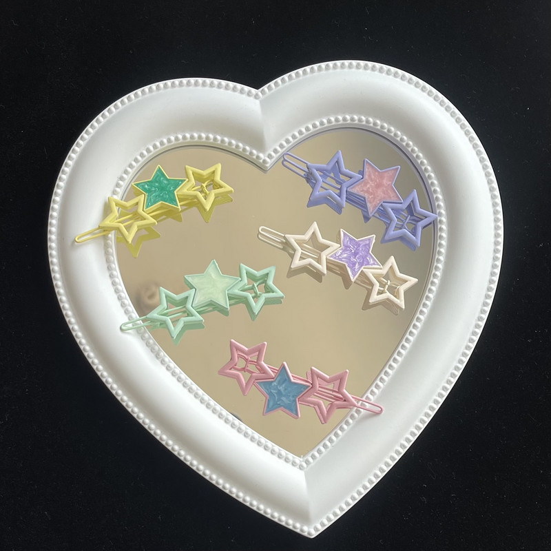 Többszínű Hollow Star Pentagram hajtű nőknek Édes, aranyos báj Esztétikus lányos hajcsat Koreai divatos hajkiegészítők