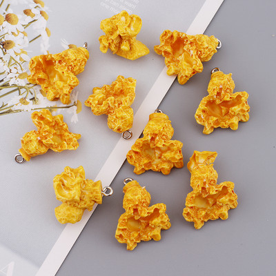 10db Popcorn Ételbűvek 3D Gyanta kulcstartó Bűvek Fülbevaló Ékszer készítés Kawaii Cute Charm Kulcstartó Kiegészítők Kellékek
