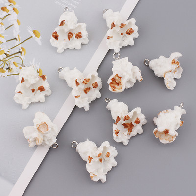 10db Popcorn Ételbűvek 3D Gyanta kulcstartó Bűvek Fülbevaló Ékszer készítés Kawaii Cute Charm Kulcstartó Kiegészítők Kellékek
