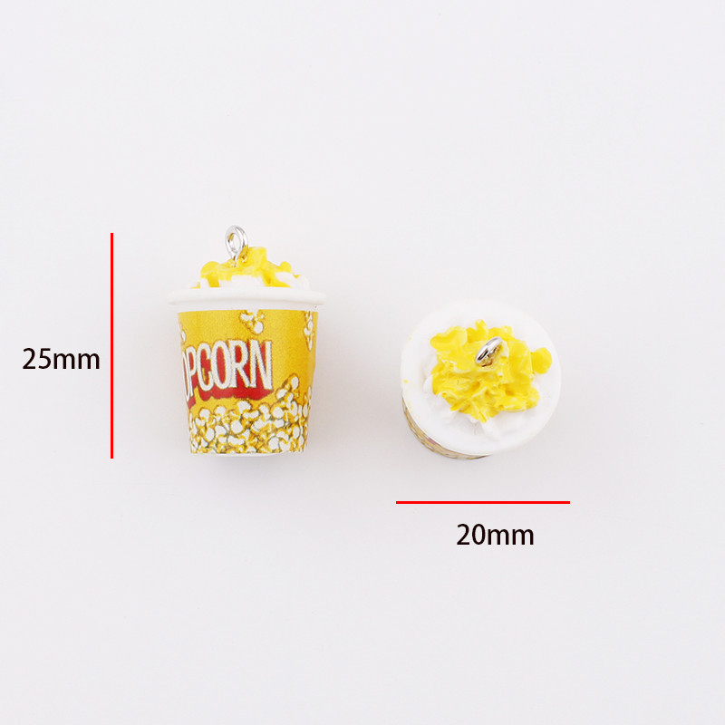 10db Popcorn Ételbűvek 3D Gyanta kulcstartó Bűvek Fülbevaló Ékszer készítés Kawaii Cute Charm Kulcstartó Kiegészítők Kellékek
