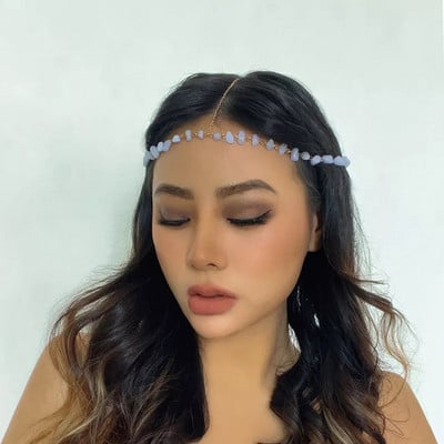 Daugiasluoksnė tinklinė vestuvinė galvos juosta, pilna Kalnų krištolinio akmens galvos grandinėlė tuščiavidurių plaukų priedai, krištoliniai galvos apdangalai, kepuraitės papuošalai