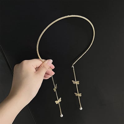 Daugiasluoksnė tinklinė vestuvinė galvos juosta, pilna Kalnų krištolinio akmens galvos grandinėlė tuščiavidurių plaukų priedai, krištoliniai galvos apdangalai, kepuraitės papuošalai