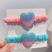 Sanjive ružičasto plave gumice za kosu u obliku srca za žene Slatke i slatke djevojke, elastično uže za kosu, estetika, modni dodaci za kosu, poklon