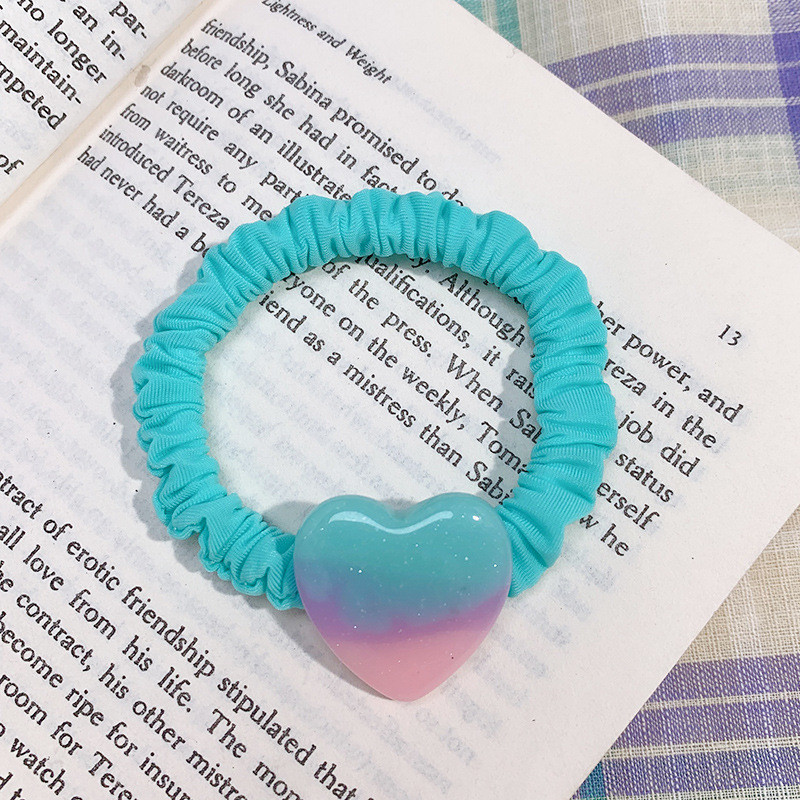 Sanjive ružičasto plave gumice za kosu u obliku srca za žene Slatke i slatke djevojke, elastično uže za kosu, estetika, modni dodaci za kosu, poklon