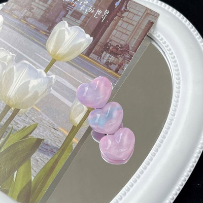 Agrafă de păr cu inimă cu sclipici roz degradat pentru femei, dulci, romantice, farmec pentru fete, ac de păr, estetică coreeană, accesorii de păr la modă