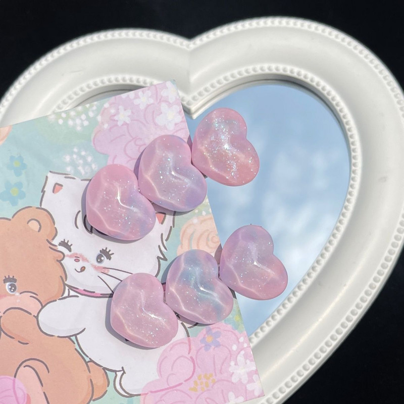 Agrafă de păr cu inimă cu sclipici roz degradat pentru femei, dulci, romantice, farmec pentru fete, ac de păr, estetică coreeană, accesorii de păr la modă