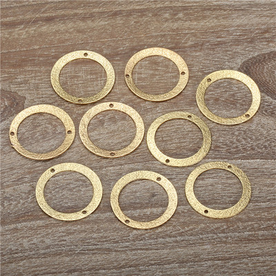 50 DB/tétel 22 mm-es Stardust dupla lyukú réz medálok Geometria sárgaréz lapos kerek medálok Fit karkötők ékszer készítés barkácsolás