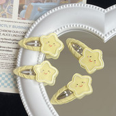 Aranyos sárga rózsaszín Pentagram Smiley Bobby Pin nőknek Szép, édes lányos esztétikus csíptetők Alkalmi divatos hajkiegészítők