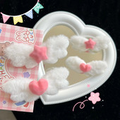 Flocking Lovely Angel Wings Heart Star Hajtű nőknek Édes Aranyos Csaj Báj Hajcsat Esztétikus Divatos Hajkiegészítők Ajándék